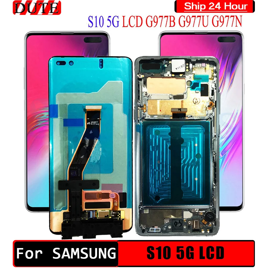 

Черный ЖК-дисплей 6,7 дюйма AMOLED для SAMSUNG S10 LCD G977N, дисплей SM-G977U, сенсорный экран, дигитайзер для SAMSUNG Galaxy S10, 5G LCD G977 LCD