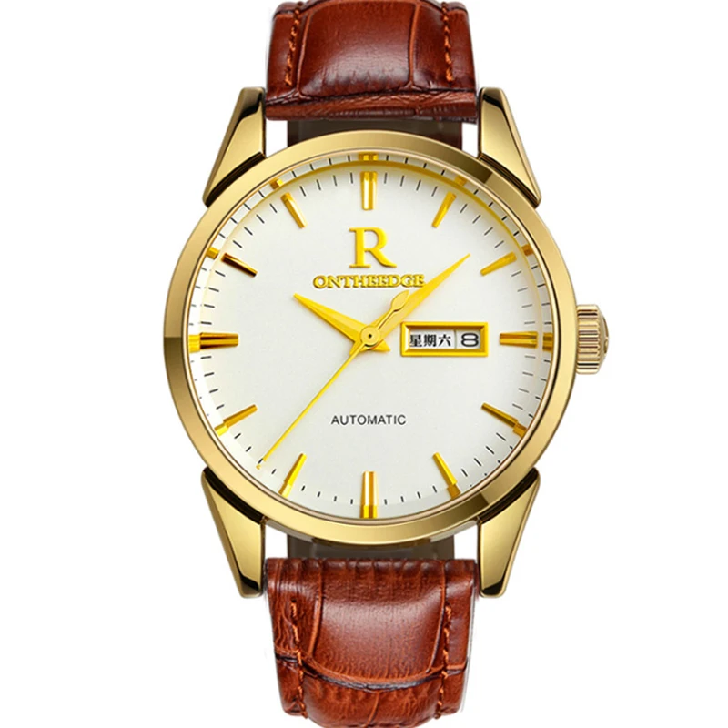 Оригинальные швейцарские водонепроницаемые мужские часы с кожаным ремешком