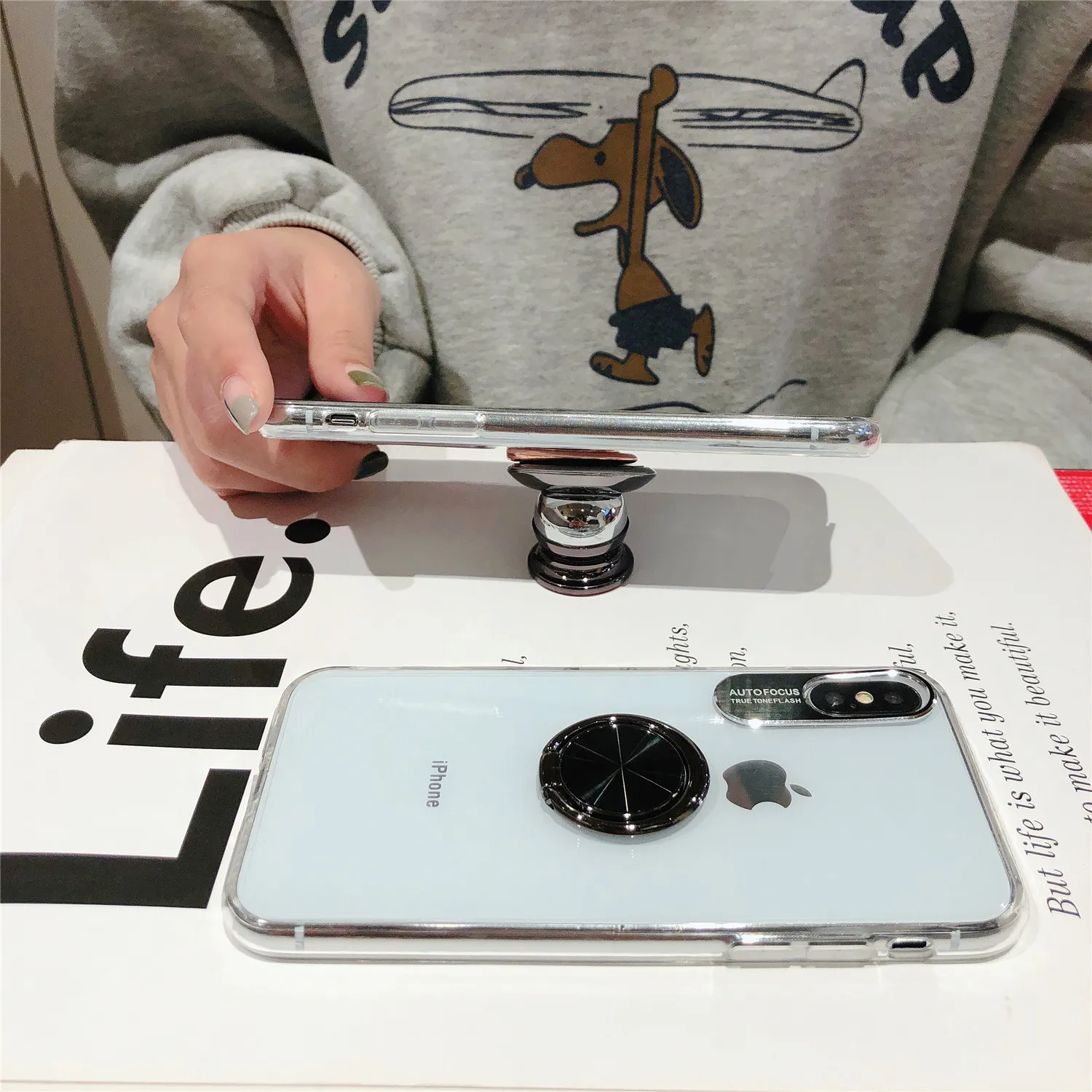 360 чехол-подставка с кольцом для iPhone Xs Max XR X прозрачный акриловый магнитный держатель для iPhone 11 Pro Max 6 7 8 Plus чехол
