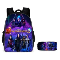 disney children school bags cool descendants anime movie teenager 2pcs backpack with pencil case suit student book bags kid gift