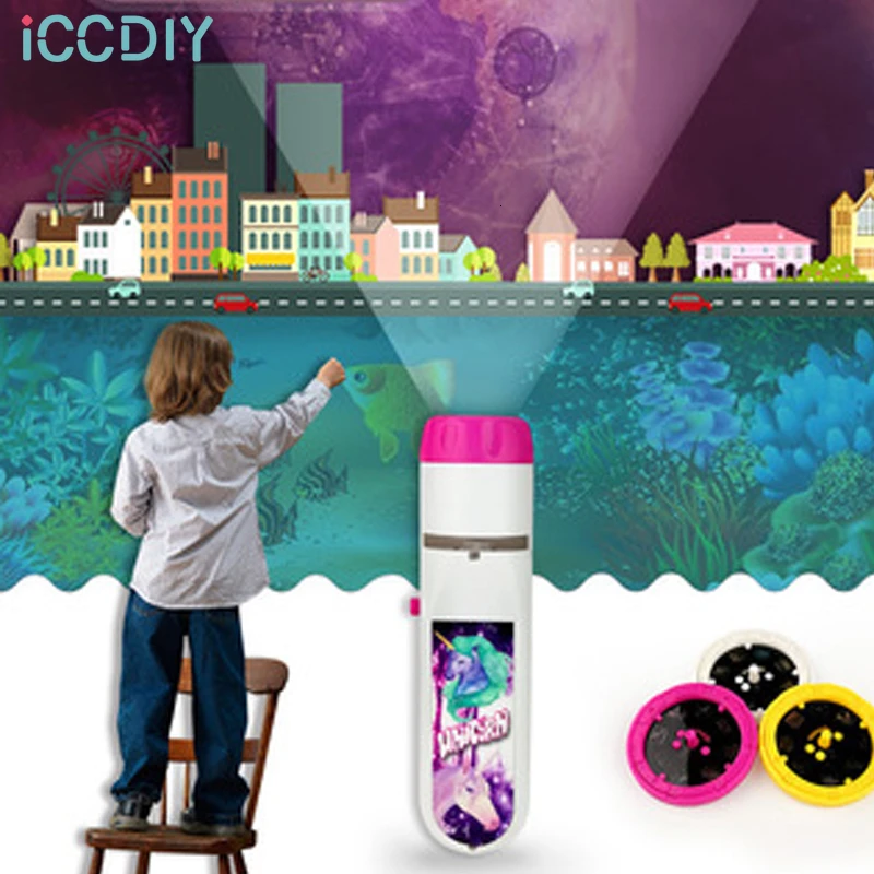 

Projection Flashlight Childrens Projector Cute Educational Cartoon Toy Night Light Photo Painting Light Sleep Learning Fun Toy