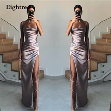 Eightree simples cetim alças de espaguete vestido de noite fenda lateral sem mangas até o chão vestidos de baile formal vestidos de festa (1)