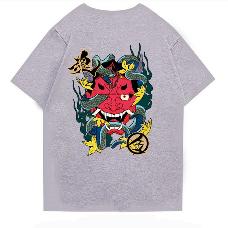 

Dropshipping Hipster Hip Hop Prajna and Snake Printed T-shirts Couples Streetwear Casual Short Sleeve Tops Tees Women's Tshirts