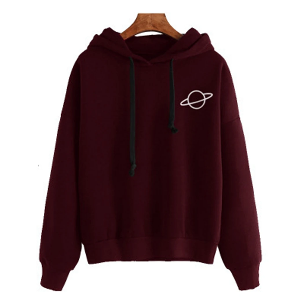 Женские уличные толстовки Харадзюку модные с принтом планеты толстовка длинными