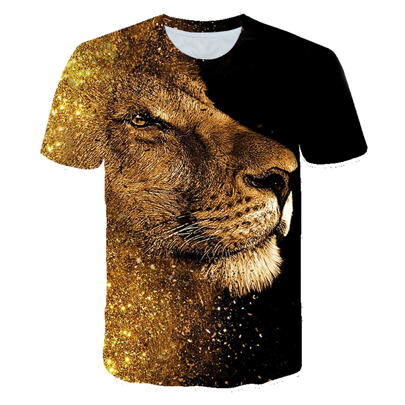 

3D Printing Lion Pattern Boy Animal T-shirt Funny Girl Top Teen Fashion T-shirt Summer Baby O-Neck Short T-shirt 4T-14T Shirt