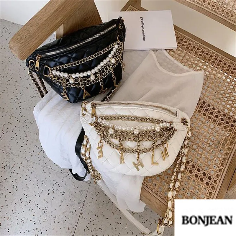 Нагрудная сумка женская ромбовидная модная на одно плечо с буквенной цепочкой 2019