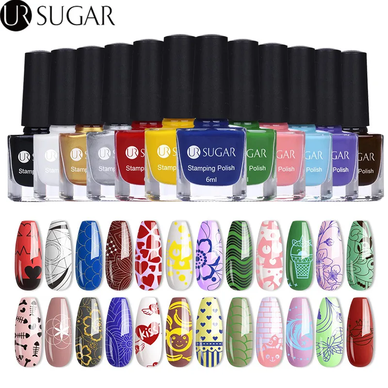 Стемпинг ногтей покрытие UR SUGAR 6 мл цветной штамп для дизайна печатная пластина