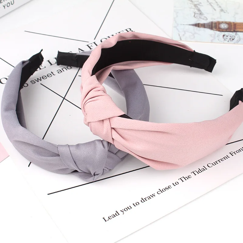 

Hairbands 2021 Simple Cloth Headband Cross Cotton Soft Bow Knot Turban Comfortable Solid Seaside Girls Sweet Hair Accessories
