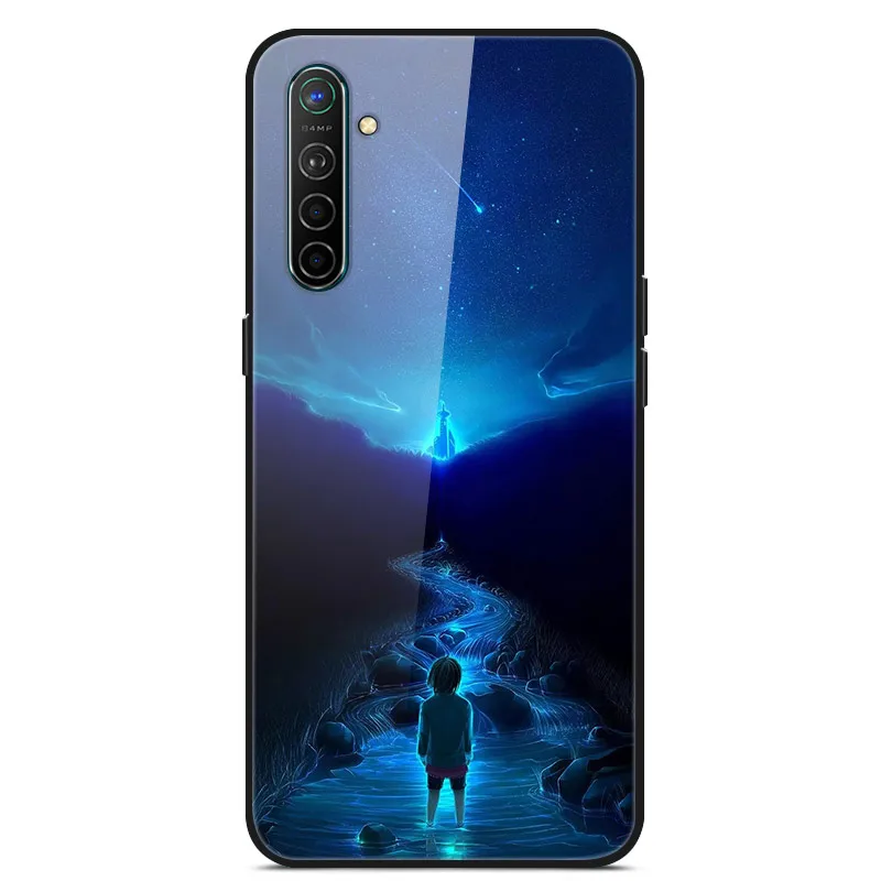 Чехол для Oppo Realme X2, чехол из закаленного твердого стекла для Oppo Realme XT X2 Pro, чехол, мягкий силиконовый бампер с принтом