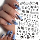 3D Подвески, цветы, листья, фольга для ногтей, наклейки, акварель, абстрактные зеркальные слайдеры, искусство, украшения для лета