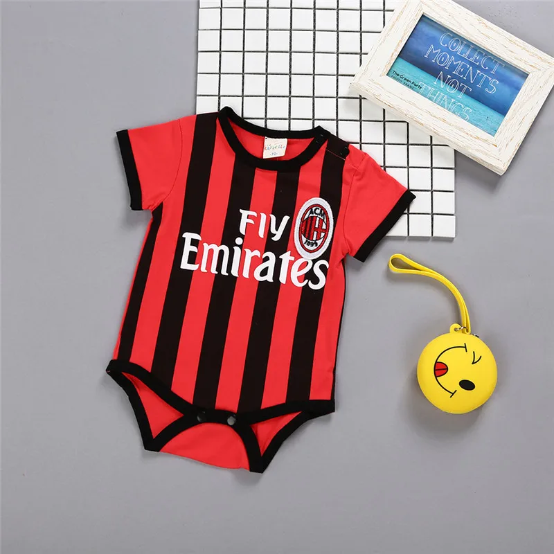 Летний для новорожденных Спортивный Футбольный Комбинезон маленьких мальчиков