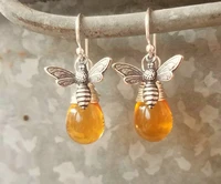 2021 trend retro bee water drop amber ornament womens earrings brincos jewelry sets female earrings punk bijouterie female