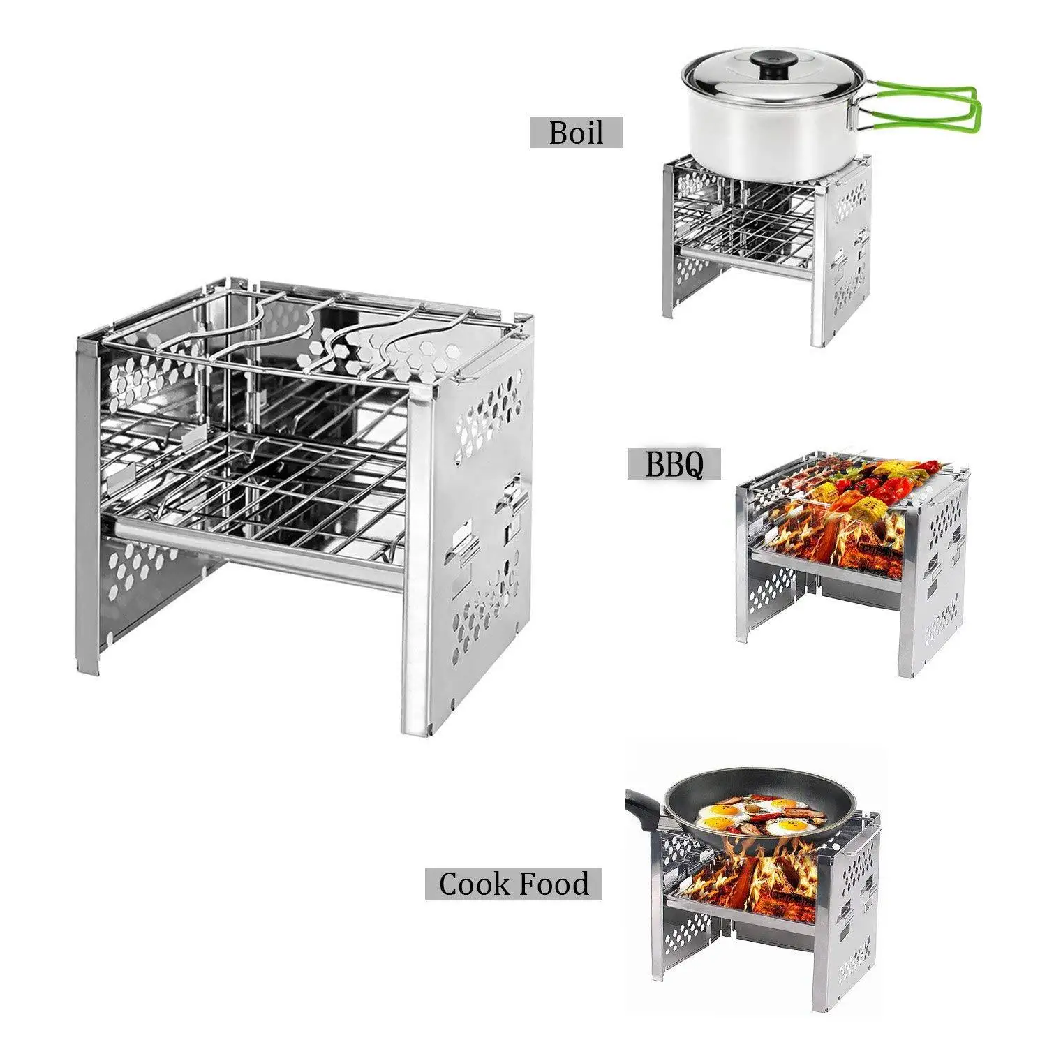 

Mini Pocket BBQ Grill Portable Stainless Steel BBQ Grill Folding Grill Barbecue Accessories for Outdoor Camping Home Park Use