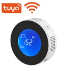 Датчик утечки газа Tuya, Wi-Fi, с функцией температуры, с ЖК-дисплеем