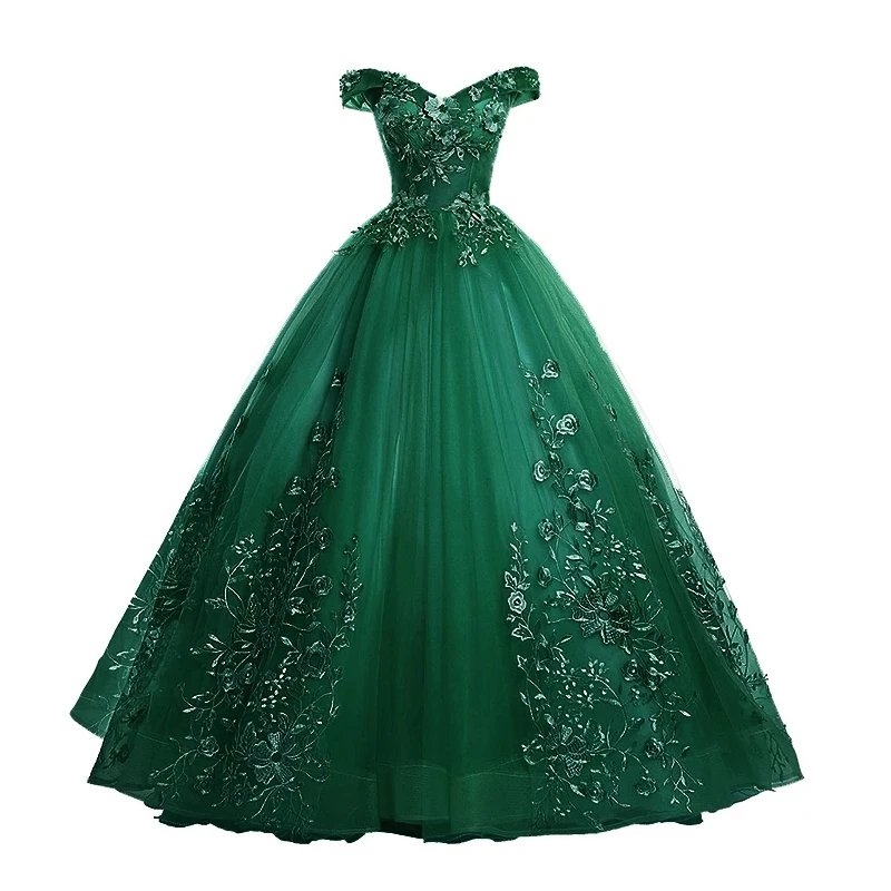 

Gryffon Quinceanera Dresses Luxury Lace Party Dress Off The Shoulder Floor-length Ball Gown Sweet Floral Print Prom Quinceanera
