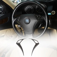 carbon fiber style car steering wheel decoration cover trim frame sticker for bmw 5 series e60 e61 2003 2010 auto accessories