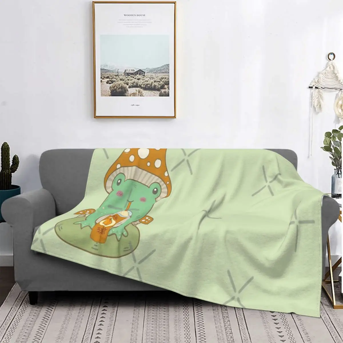 

Cottagecore-Manta de especias de rana y calabaza, colcha a cuadros para cama, sofá, 150