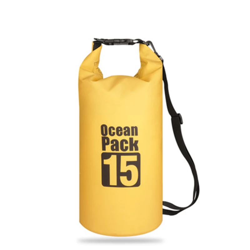 15L Yellow 5L/10L/15L/20L/30L открытый плавательный водонепроницаемый мешок пакет ПВХ брезент Кемпинг рафтинг хранения сухой мешок с регулируемым ремешком крюк - Цвет: 15L Yellow