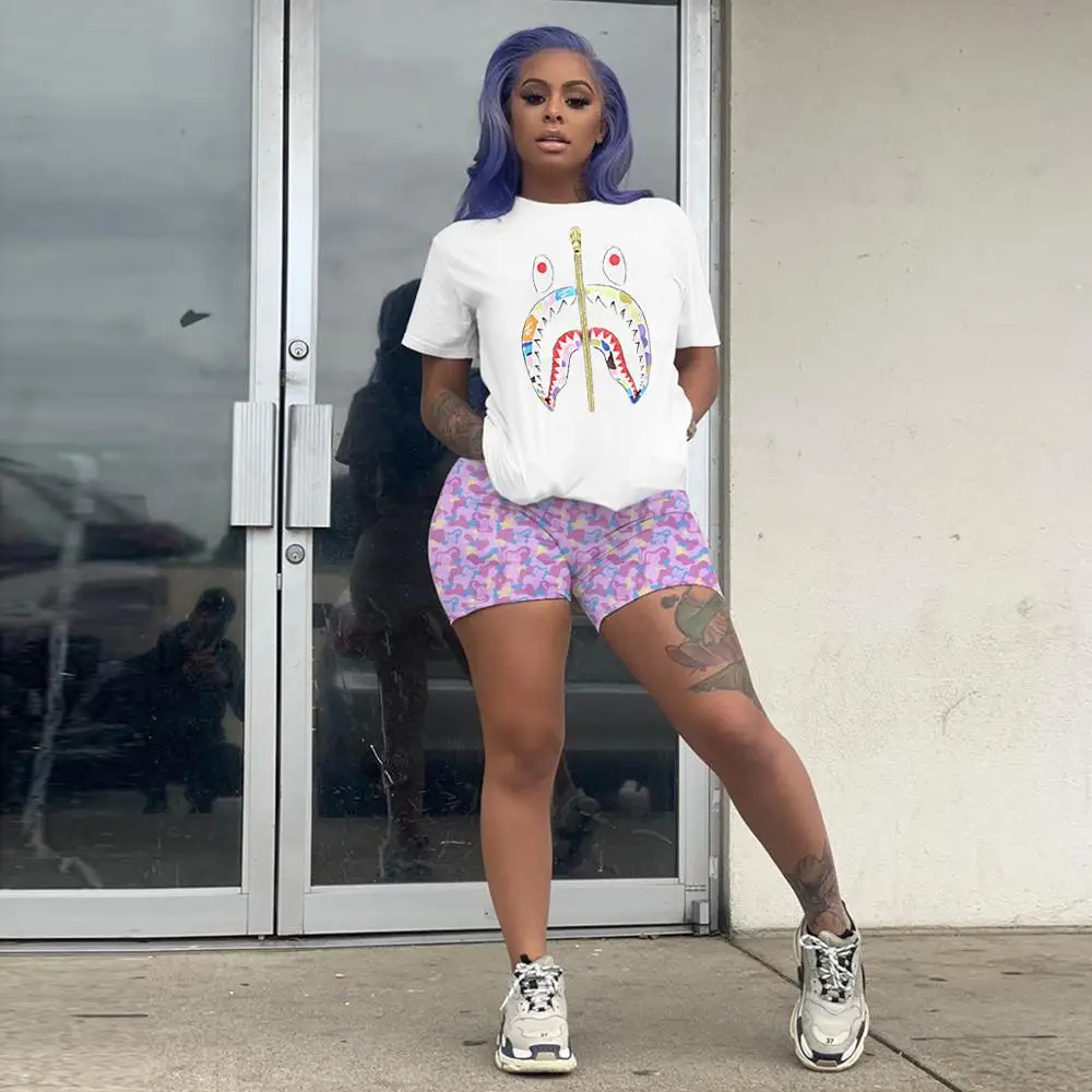 Женский Повседневный костюм из 2 предметов камуфляжная свободная футболка с