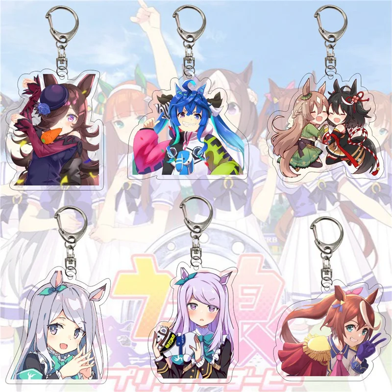 

Hot Anime Pretty Derby Keychains Special Week Silence Suzuka Tokai Teio Cosplay Keyrings Game Figures Key Chain Gift For Friend