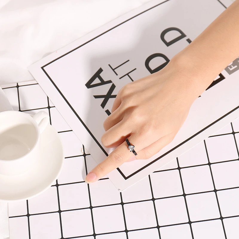 Изысканное черное естественное Сердце женское кольцо принцессы невесты для