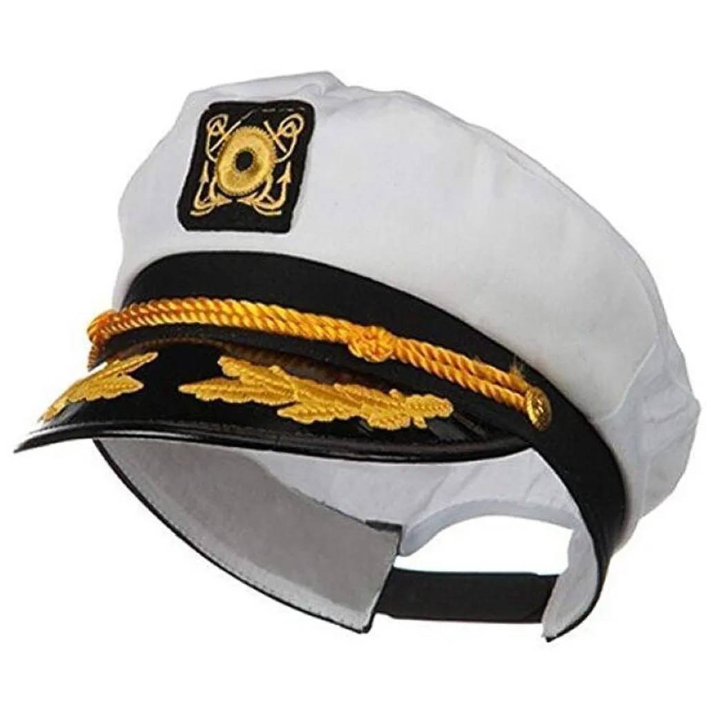 

Captain's Yacht Sailors Hat Adjustable Sea Cap Navy Costume Accessory Women And Men Military Hat Adjustable Flat Top Caps Summer