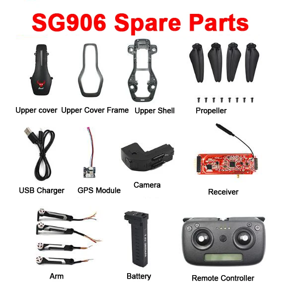 

SG906 Радиоуправляемый квадрокоптер запасные части пропеллеры корпус рычаг GPS модуль пульт дистанционного управления батарея камера USB заряд...