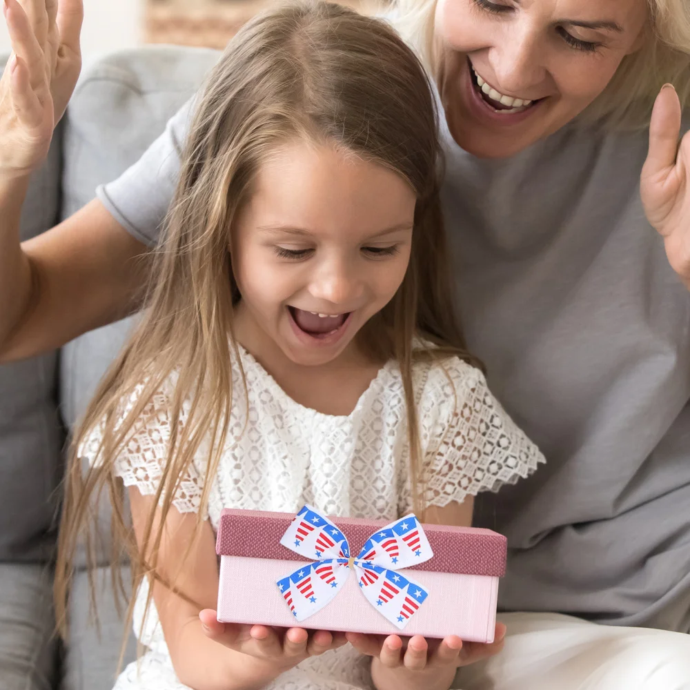 

6pcs Independence Day Bow Ornaments Decorative DIY Accessories (Assorted Color)