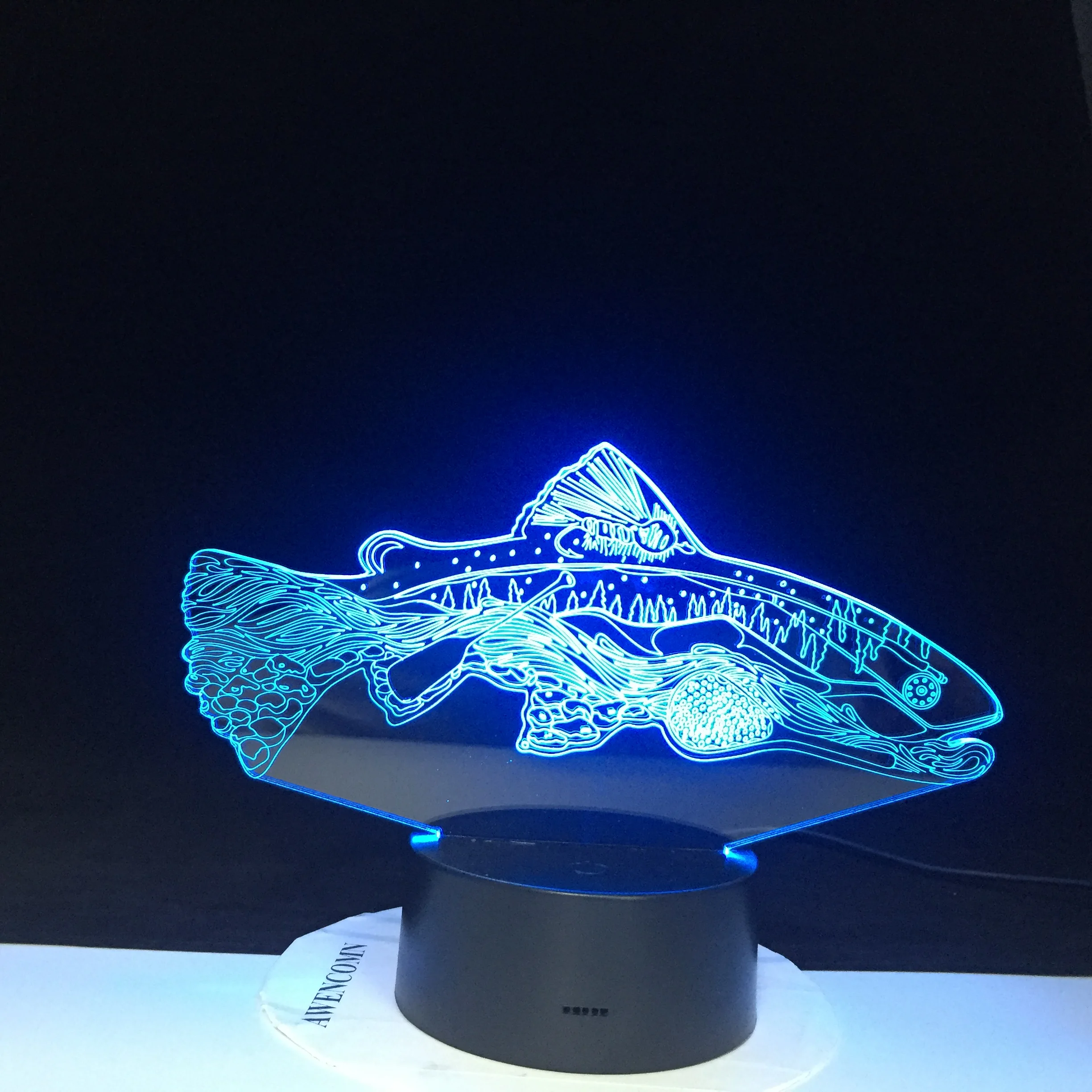 3D светодиодный ночник 7 цветов форма рыбы RGB настроение животное USB сенсорный