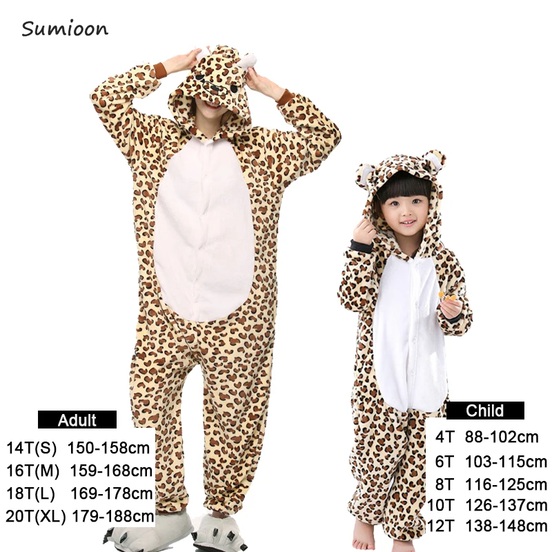 Leopard Единорог пижамы onesie Для женщин Kugurumi панды зимние фланелевые пижамы с рисунком Kugurumi Дешевые взрослых для сна, Стич, единорог, одежда для сна, комбинезон - Цвет: Leopard