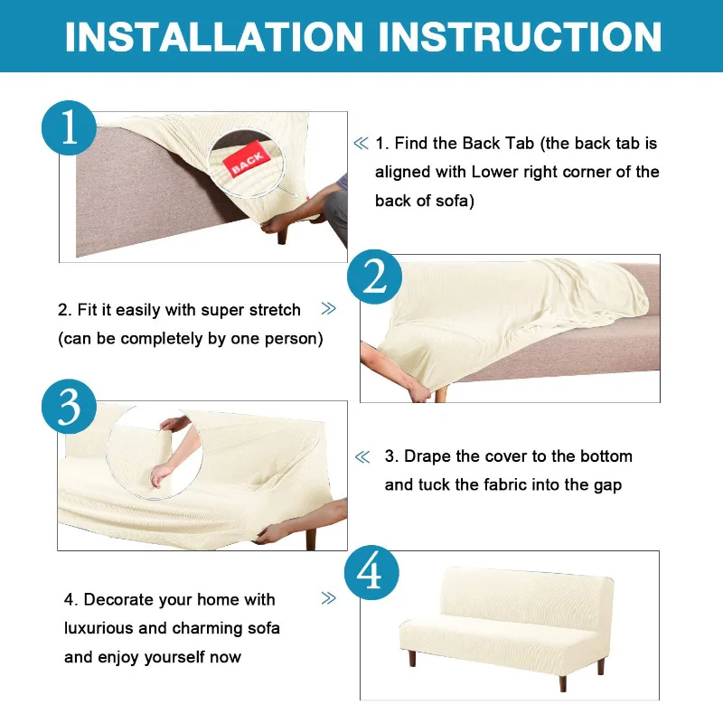 Универсальный чехол для дивана кровати без подлокотников складной Стрейчевые