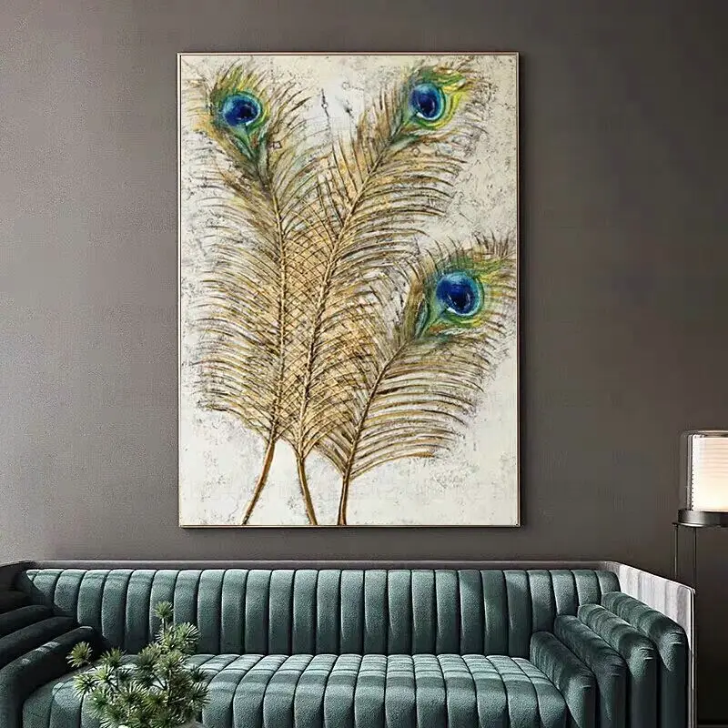 Золотой фольгированный лист Картина с рельефной рисунком, сделанная вручную, современная абстрактная картина маслом на холсте для украшения стены в гостиной дома FCS133.