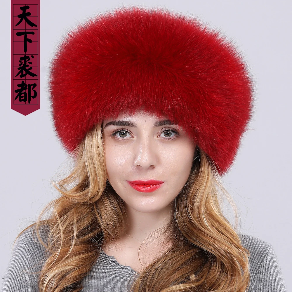 Цельная шапка из лисьего меха для женщин новая зимняя модная теплая натурального