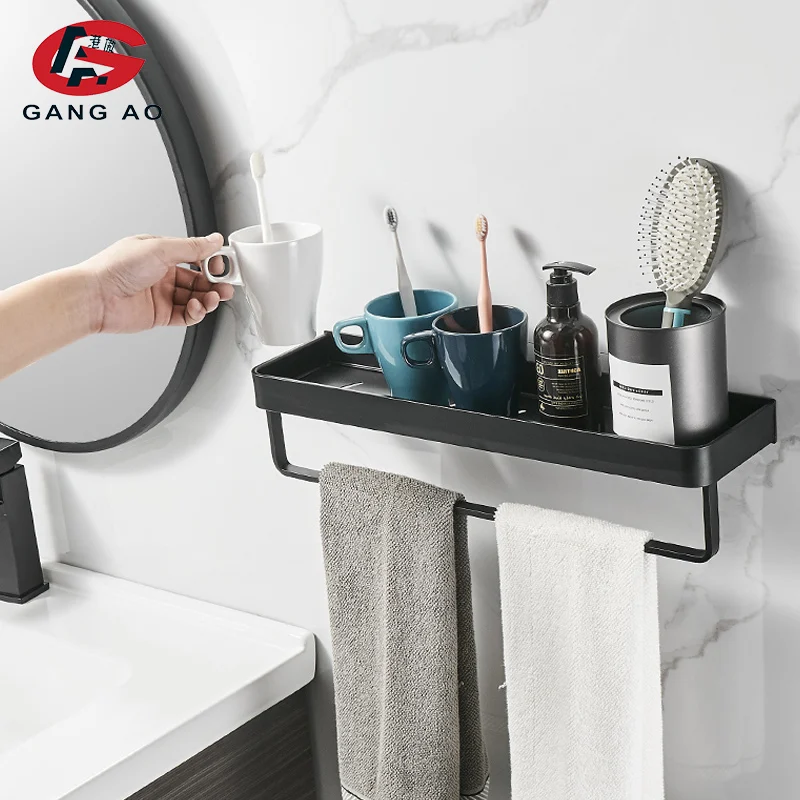 Полка для ванной полка душа алюминиевая черная угловая настенная кухонная