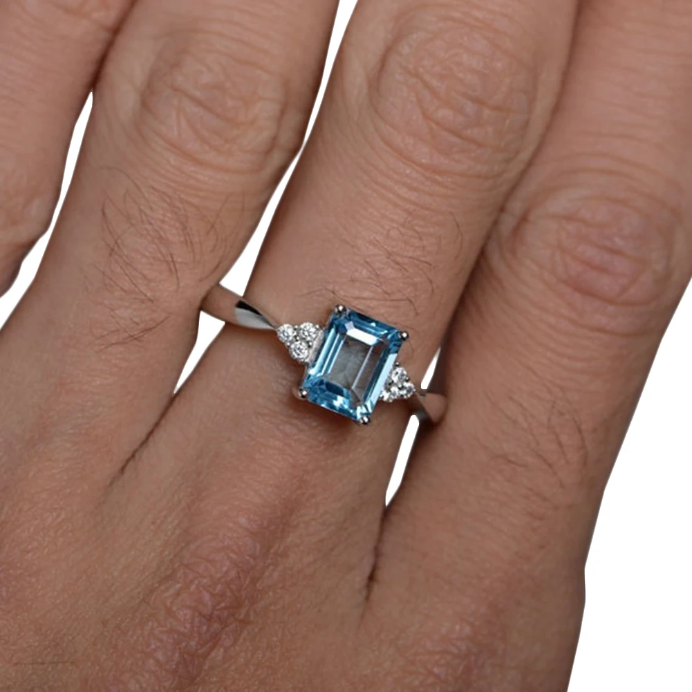 1 шт. очаровательное женское серебряное кольцо квадратные Стразы свадебное