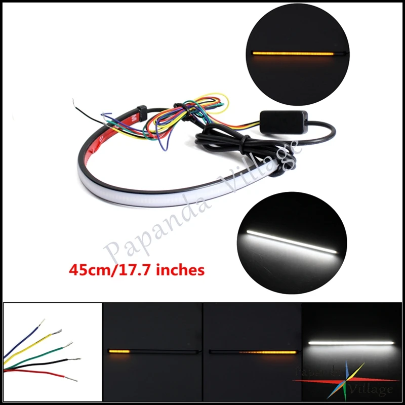 

Papanda 29cm 12V Red and Amber Light Sequential Switchback Flowing LED Strips Tail Turn Signal Light Scooters For Suzuki Honda