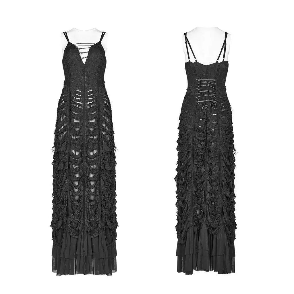 Панк Rave women's Goth Тонкий облегающий скольжения Русалка Длинные платья WQ