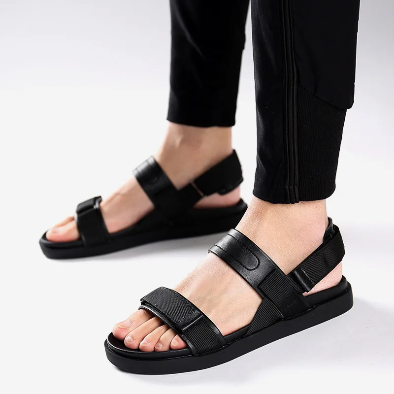 Летние сандалии для мужчин кожаные классические римские 2019 тапки уличные