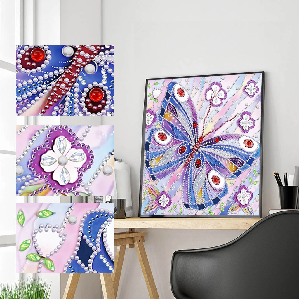 

Crystal Rhinestone Diamond Painting Fantasy Round Diamond Square Diamond Embroidery with Bead Embroidery Glittering Butterflies