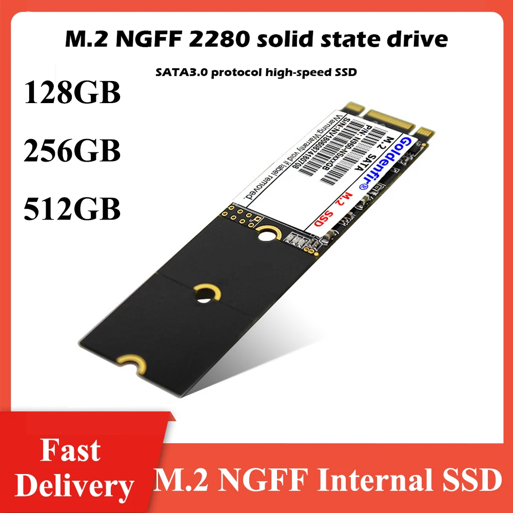 

Goldenfir M.2 NGFF SSD 128GB/256GB/512GB SATA III 2280 Solid State Drive 6Gb/s High Speed Internal SSD for Laptop Computer