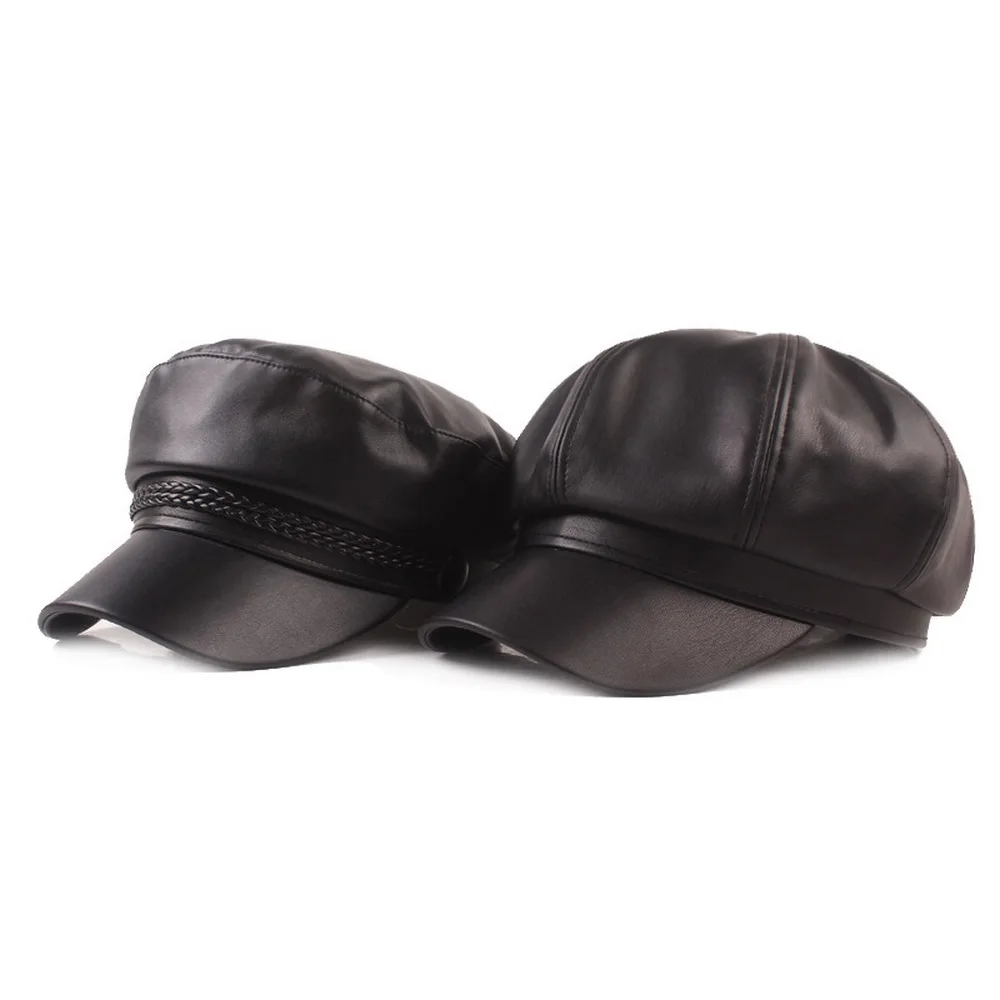 

Autumn And Winter Women Newsboy Hats Female Caps Literary Style PU Material Visor Outdoor High Quality