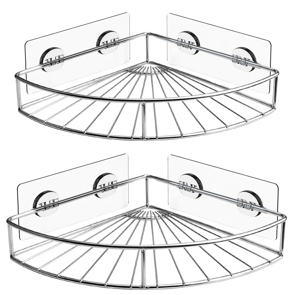 Bathroom Corner Shelf Stainless Steel Shower Shampoo Soap Cosmetic Shelves Kitchen Accessories Storage Organizer Rack Holder 2pc