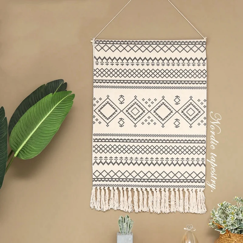 

Pack of 2 Macrame Woven Tapestry Geometric Art Tapestries Boho Tapestry Bohemian Tapestry Wall Hanging for Room