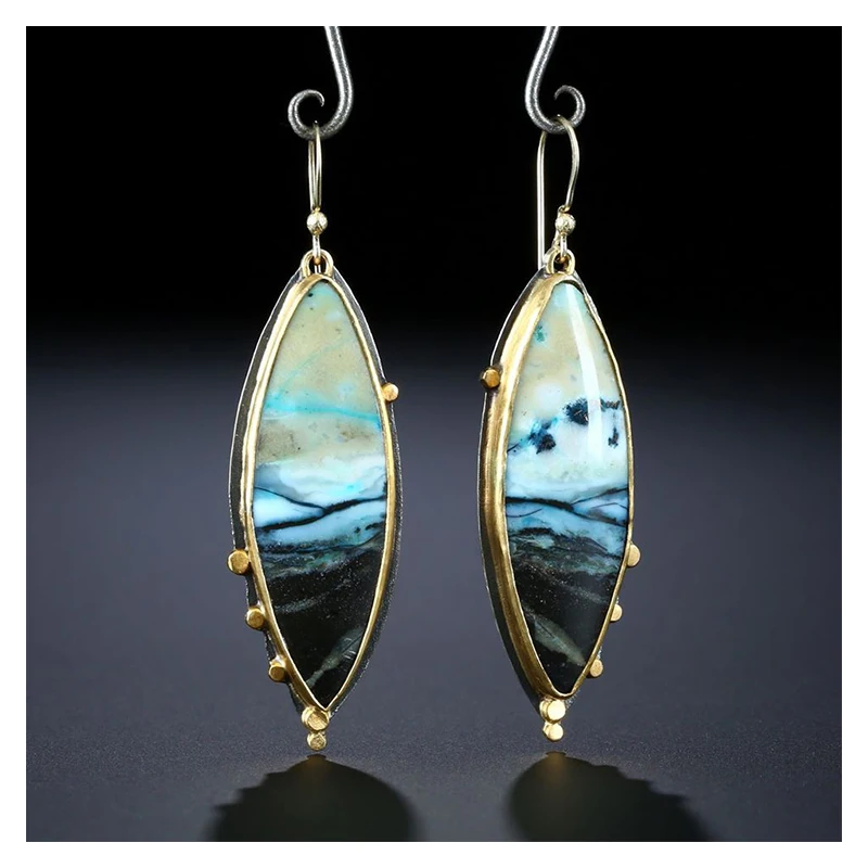 Индонезийские разноцветные опаловые серьги богемный океан стиль ретро с