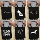 Модные сумки для покупок в стиле Харадзюку с милой собакой, Холщовая Сумка-тоут, сумка-бульдог, мама, Такса, многоразовая тканевая сумка, сумка, сумки на плечо