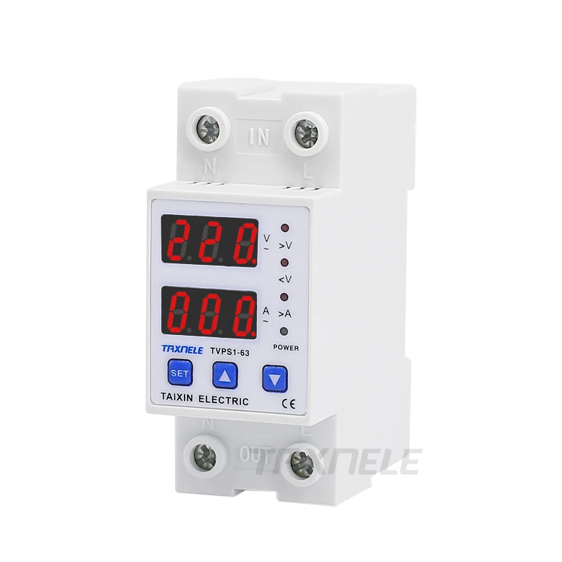 63A 230V din-рейка регулируемое перенапряжение и под напряжением защитное устройство предохранитель реле с защитой от перегрузки по току