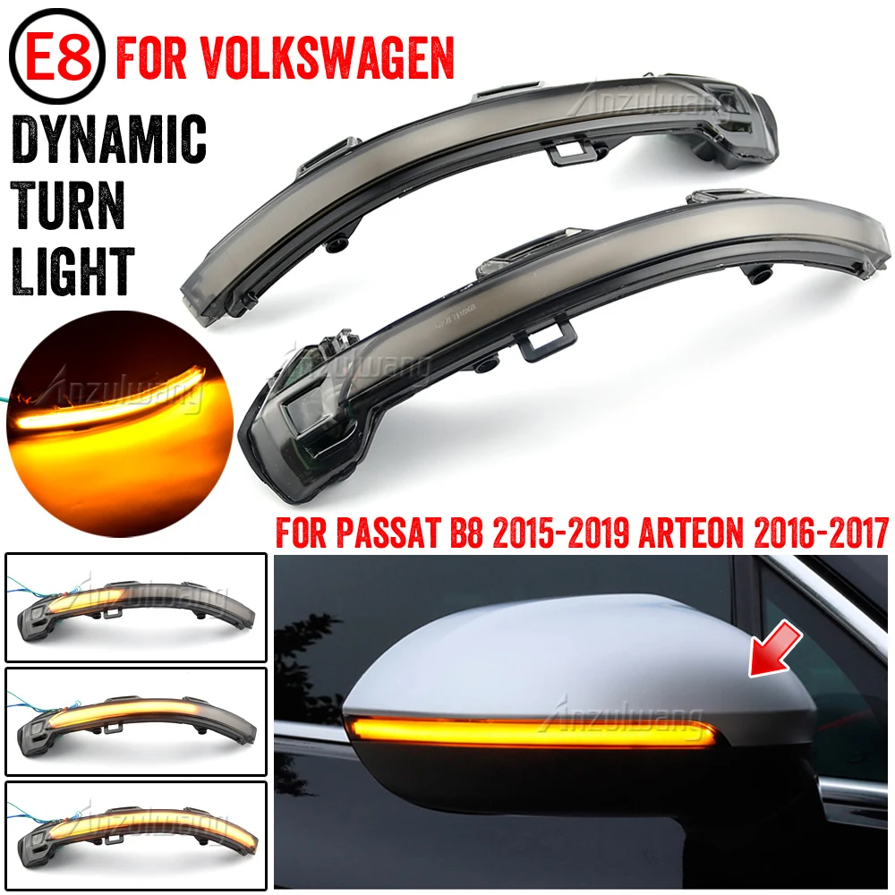 

For VW Passat B8 Variant Arteon Dynamic LED Turn Signal Light Side Mirror Indicator Sequential Flowing Water Blinker 2015 2016