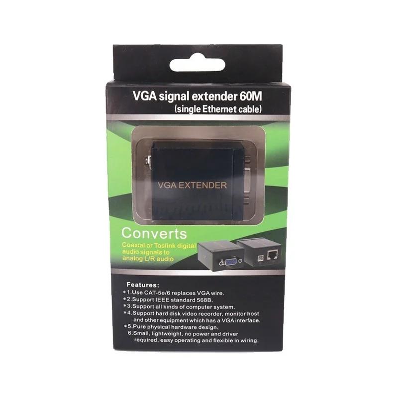 VGA сетевой кабель удлинитель 60 м к RJ45 сети усилитель сигнала один для головок