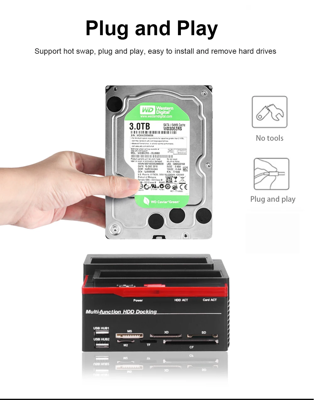 DeepFox 2 5/3 5 &quotSATA IDE HDD док станция Клон корпус USB порта 0 концентратор MS/M2/XD/CF/SD/TF