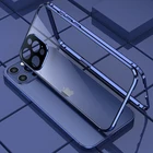 Чехол 360 магнитный для iPhone 13 Mini 12 Pro MAX 11 Pro, металлический бампер, чехол из закаленного стекла, Защитная пленка для объектива камеры